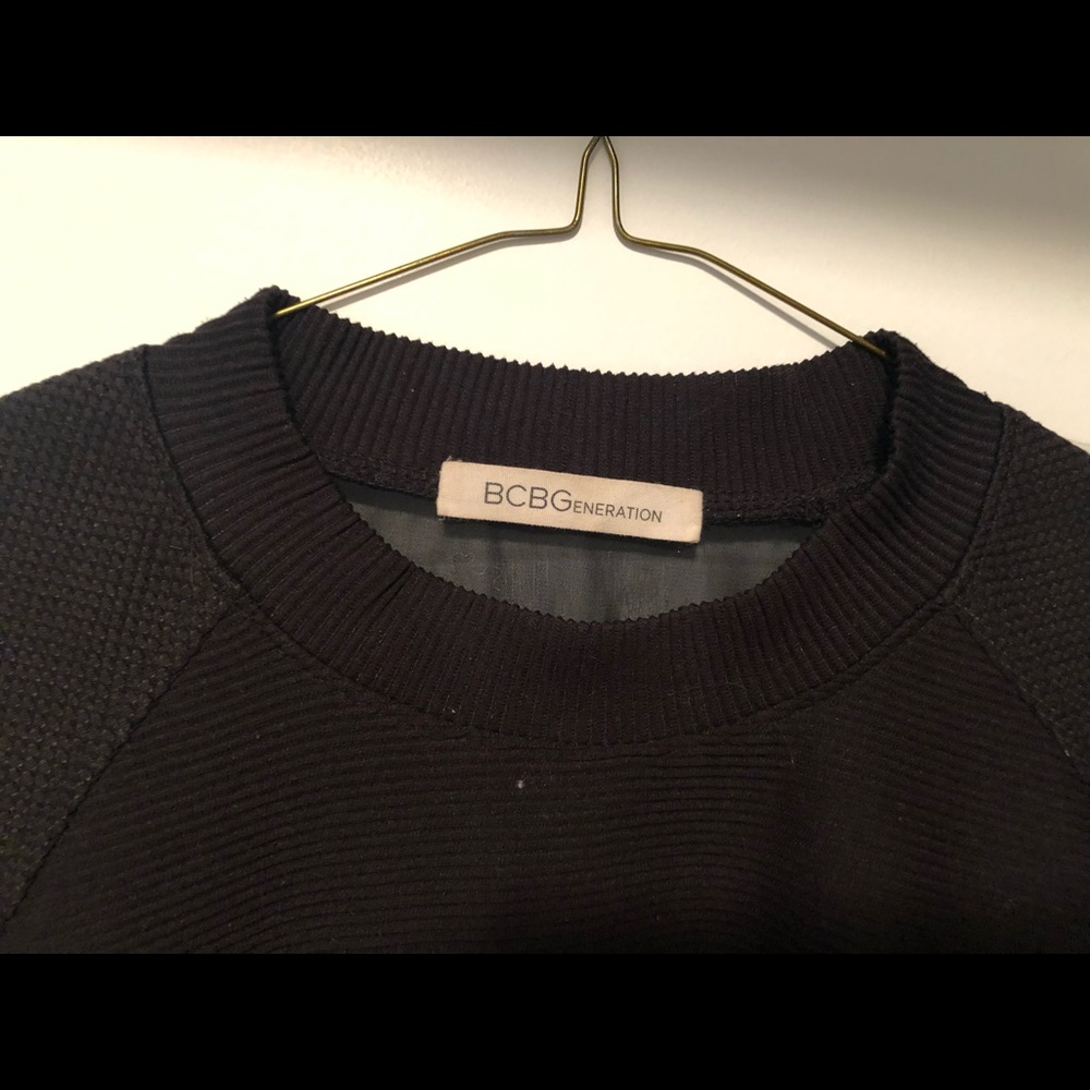 BCBGeneration Black Mesh Ribbed Sweater - Picture 3 of 5